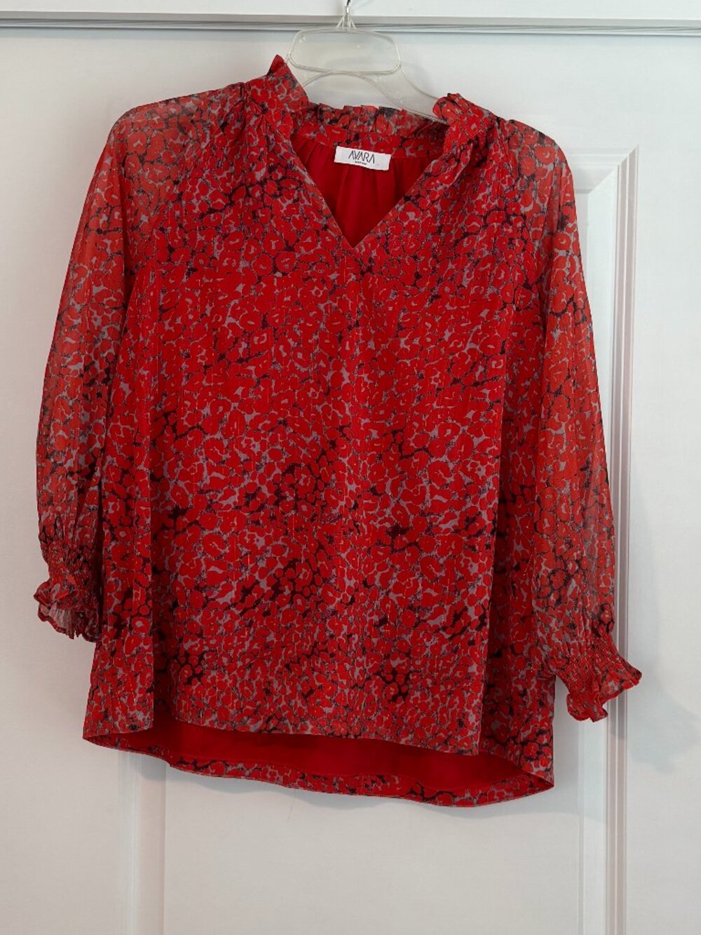 Avara Size Medium Long Sleeve Red / Orange Blouse